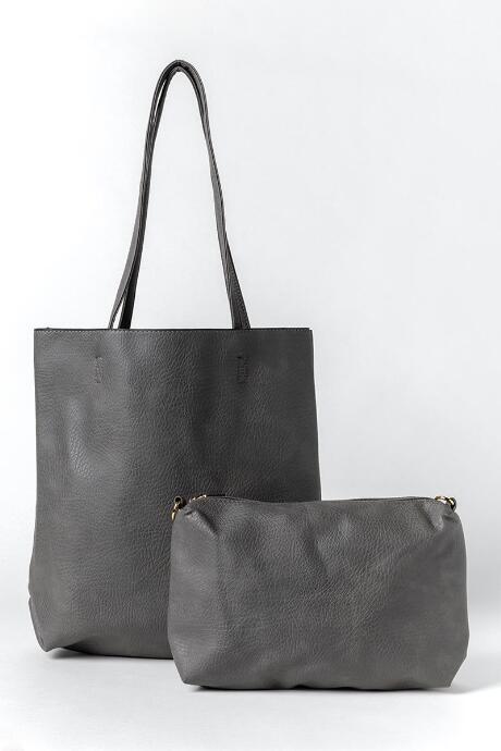 Francesca's Hildy Basic Tote W Pouch - Gray