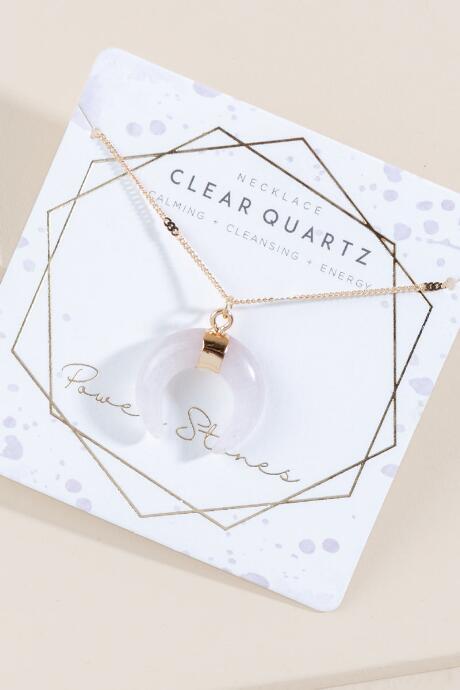 Francesca's Power Stone Bullhorn Pendant Necklace - White