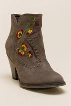 Mia Melrose Embroidered Ankle Boot - Taupe