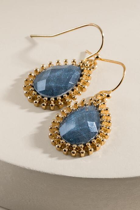 Francesca's Helen Faceted Stone Teardrop Earrings - Gray