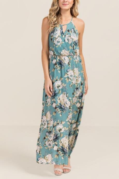 Francesca Inchess Mariella Vintage Floral Maxi Dress - Teal