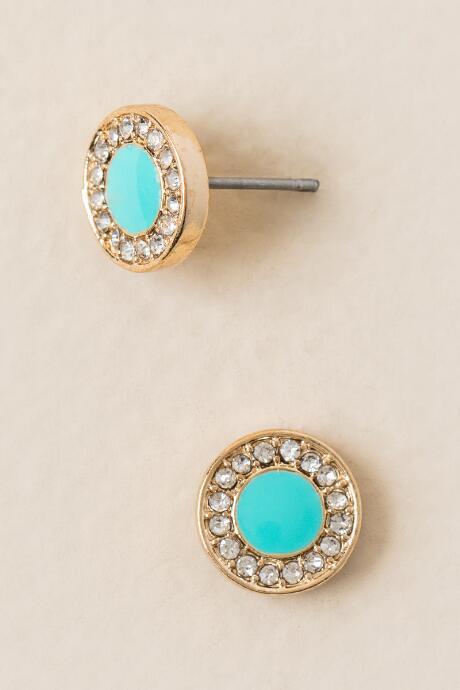 Francesca's Maddy Pav Circle Stud Earring In Mint - Mint