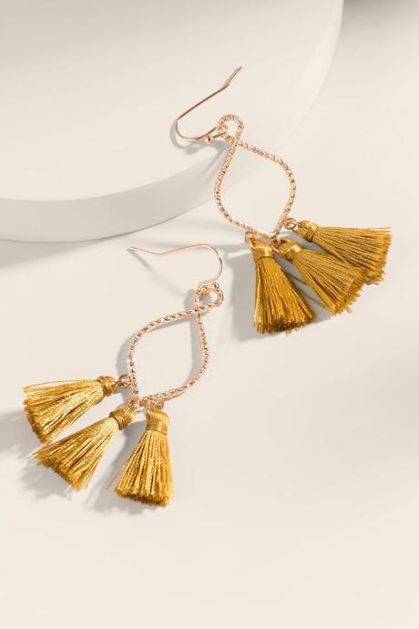 Francesca's Reggie Tassel Earrings - Mustard