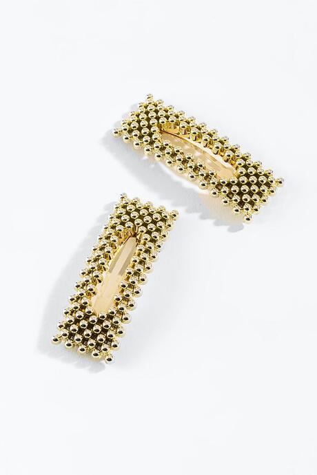 Francesca's Nubia Rectangle Barrette Set - Gold