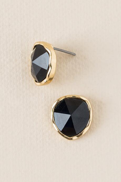 Francesca's Vinnie Facet Organic Stud In Black - Black