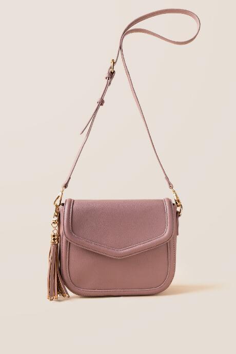 Francesca's Ridhi Studded Tassel Crossbody - Mauve