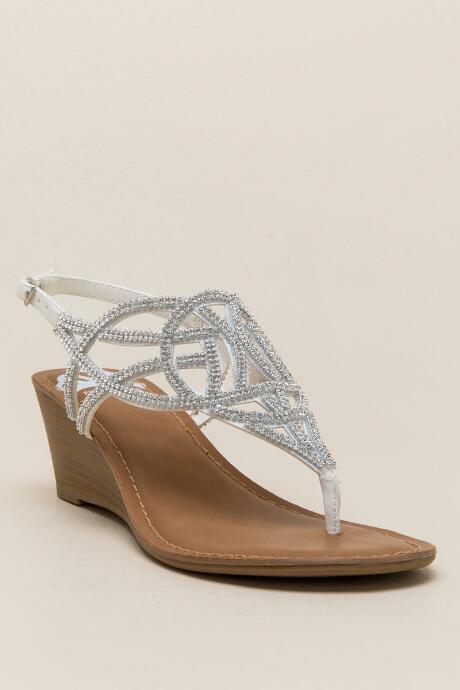 Fergalicious Charity Rhinestone Wedge - White