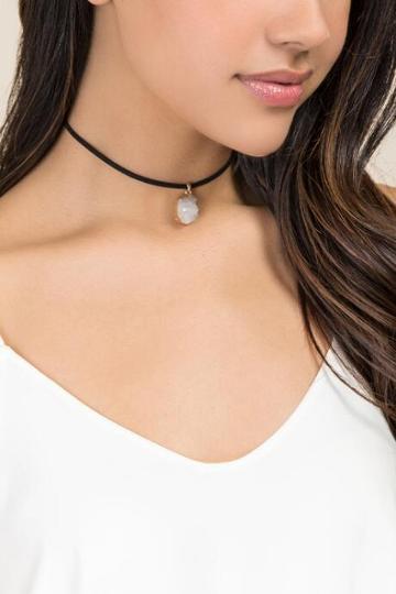 Francesca's Requiem Suede Druzy Choker - Black
