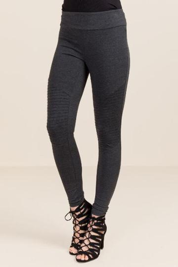 No Comment Collyn Moto Legging - Dark Grey