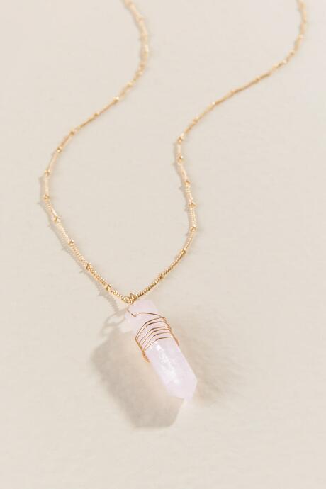 Francesca Inchess Healing Wrapped Rose Quartz Pendant - Pale Pink
