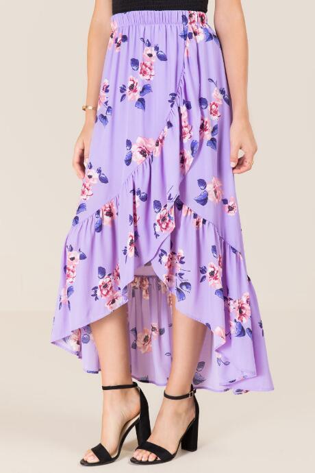 Blue Rain Talia Floral Ruffle Skirt - Lavender