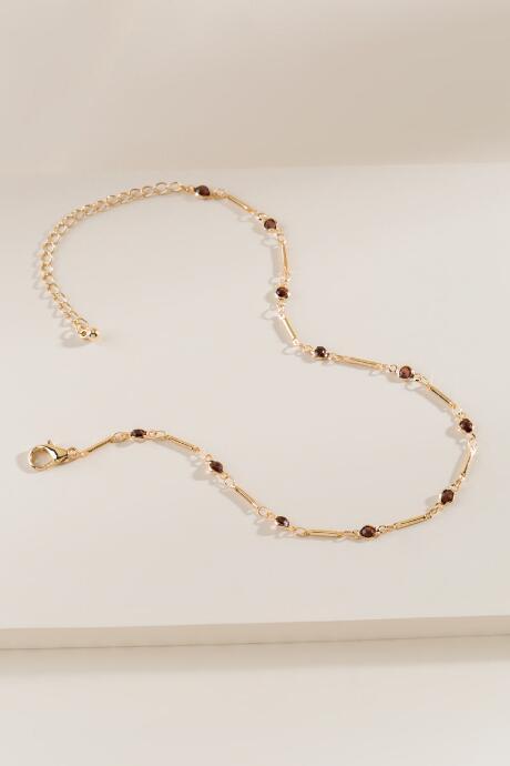 Francesca's Brianna Glass Stone Beaded Choker - Purple