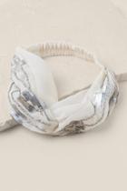 Francesca's Lexi Sequined Turban Headwrap - Ivory