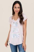 Alya No Bad Days Holographic Cut Out Graphic Tee - Blush
