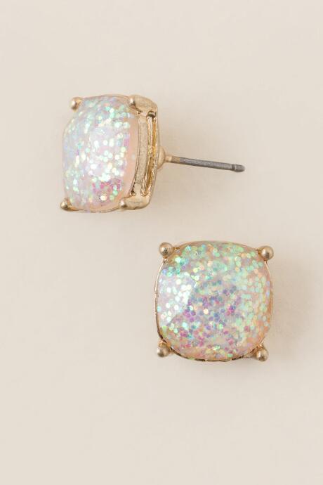 Francesca's Adelina Glitter Stud Earring In Iridescent - Iridescent