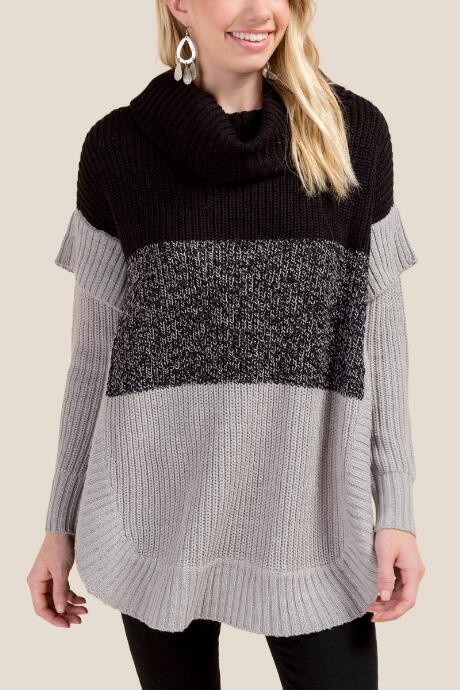 Francesca Inchess Beckett Color Block Poncho - Black