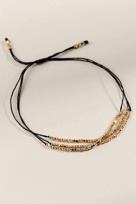 Francesca's Lauren Beaded Pull Tie Bracelet - Black