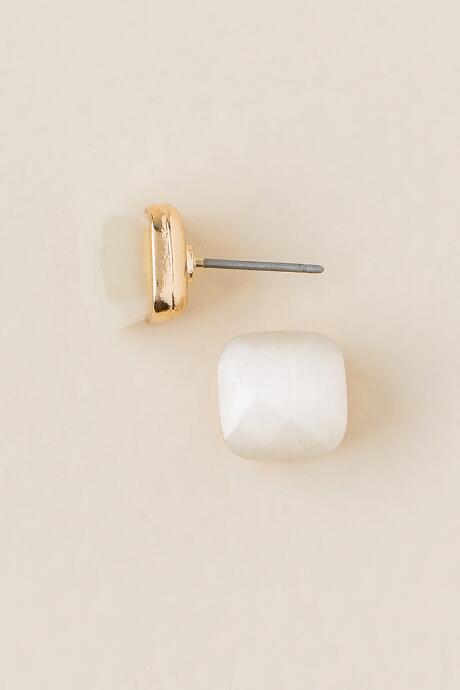 Francesca's Maisy Square Stud Earring - Ivory