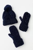 Francesca's Lori Hat And Mitten Set - Navy