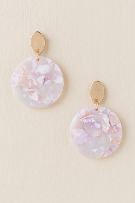Francesca's Jasma Large Marbled Drop Earrings - Blush