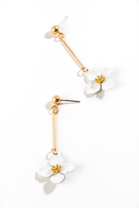 Francesca's Marley Flower Drop Earrings - White