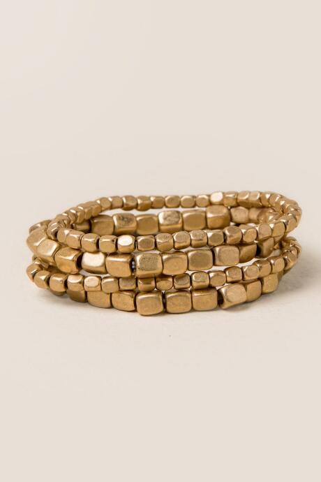 Francesca's Kelli Metal Nugget Bracelet - Gold