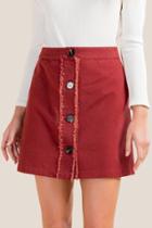 Francesca's Versailles Button Front Skirt - Brick