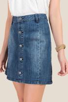 Francesca's Vida Button Front Jean Skirt - Medium Wash