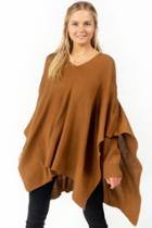 Francesca's Susie V Neck Poncho - Cognac
