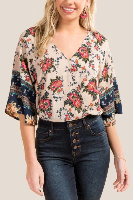 Francesca Inchess Serena Printed Statement Sleeve Crop Top - Ivory