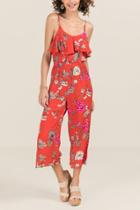 Francesca Inchess Dulcie Floral Ruffle Top Jumper - Red