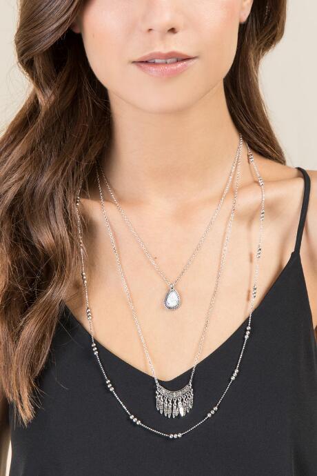 Francesca's Fallon Boho Layered Necklace - Silver