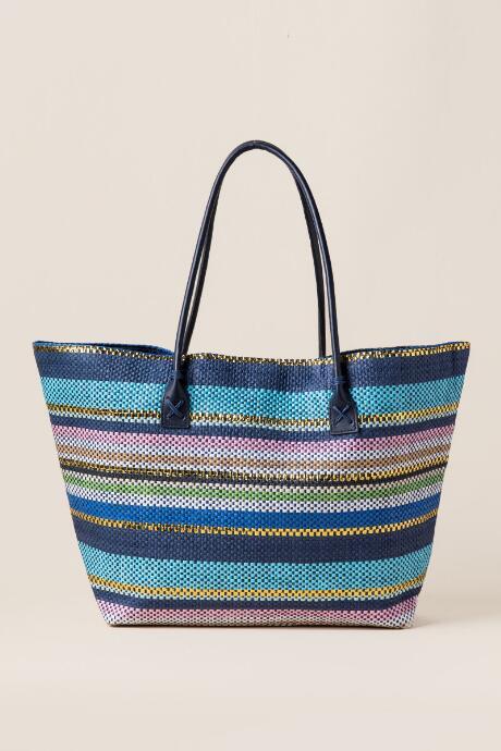 Francesca's Katy Striped Beach Tote - Blue