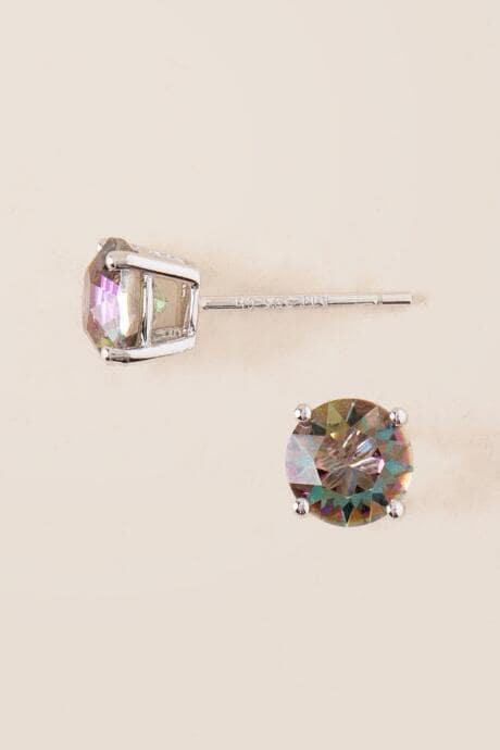 Francesca's Helena Crystal Round Stud Earring - Mauve