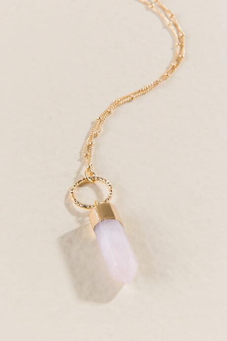 Francesca's Willow Rose Quartz Dagger Pendant - Pale Pink