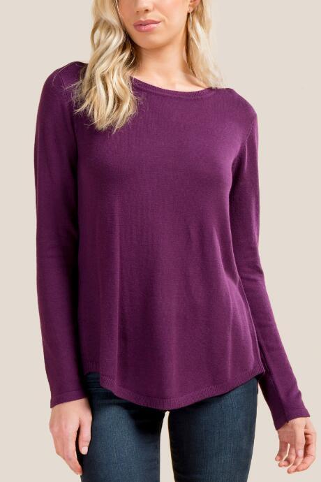 Francesca's Maggie Envelope Back Sweater - Purple