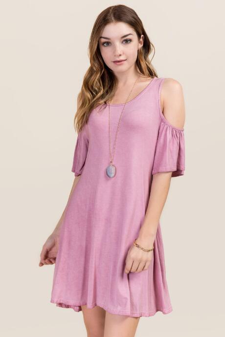 Francesca's Makayla Lace Back Shift Dress - Dark Mauve