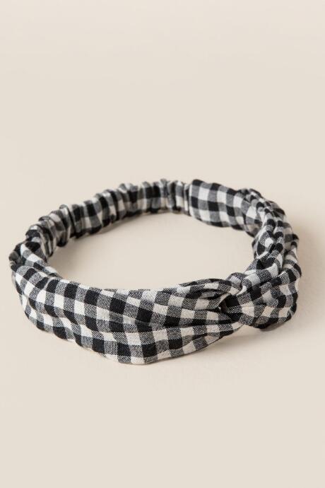 Francesca's Campbell Gingham Headwrap - Black/white