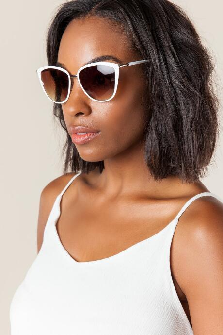 Francesca's Elyse Cat Eye Sunglasses - White
