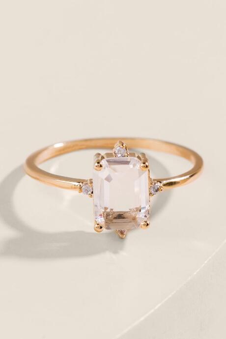 Francesca's Cambria White Topaz Stone Ring - Gold