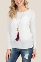 Francesca's Cheyenne Smocked Bell Sleeve Sweater - Ivory
