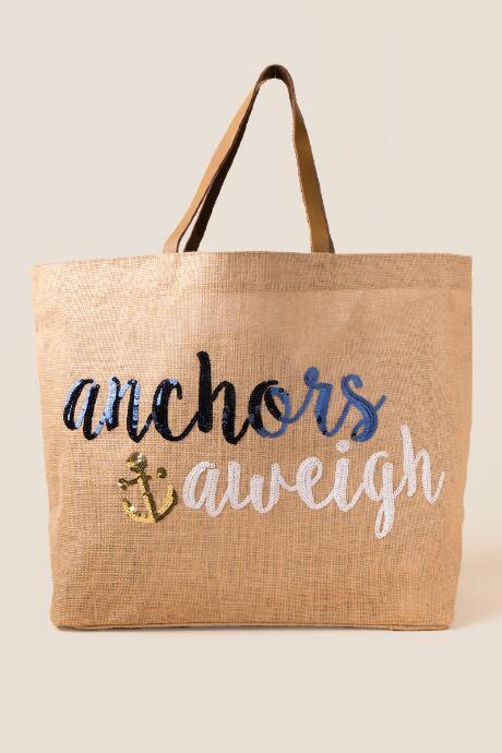 Francesca's Anchors Aweigh Beach Tote - Tan