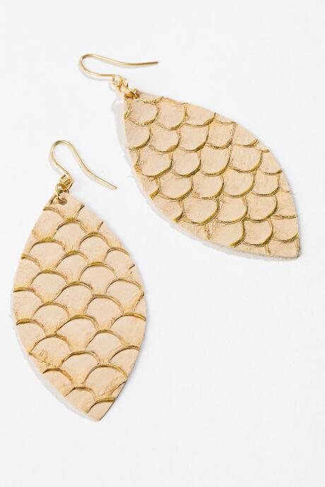 Francesca's Lola Leather Snake Drop Earrings - Ivory