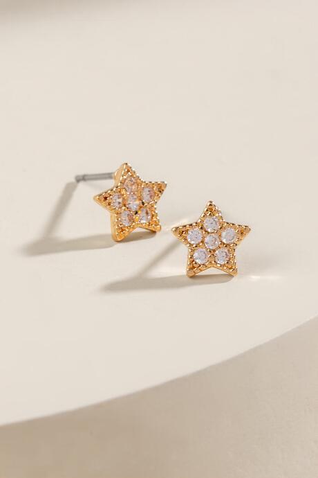 Francesca's Kelley Pave Star Studs - Gold