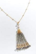 Francesca's Makayla Beaded Tassel Pendant Necklace - Gray