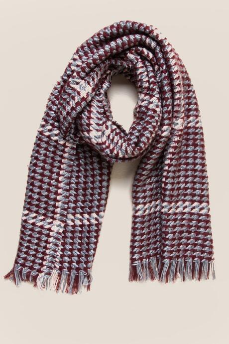 Francesca's Victoria Metallic Woven Scarf - Burgundy