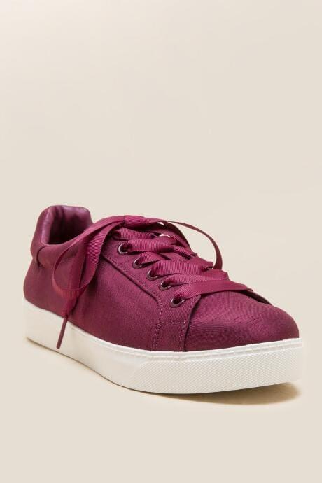 Francesca's Carolyn Satin Lace-up Sneaker - Wine