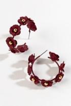 Francesca's Laura Painted Floral Hoops - Burgundy