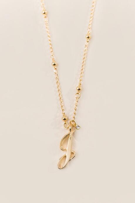 Francesca's J Initial Script Long Pendant - Gold