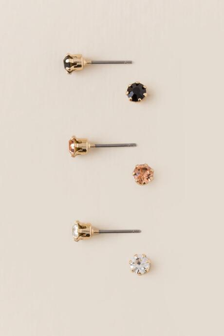 Francesca's Christine Stone Stud Earring Set - Multi
